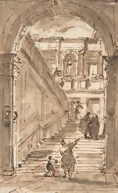 Architectural Fantasy Figures On A Grand Staircase 2