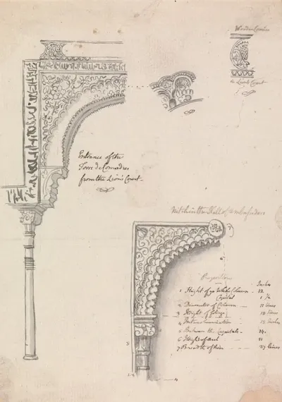 Architectural Sketches Of Sections In Alhambra Of Granada