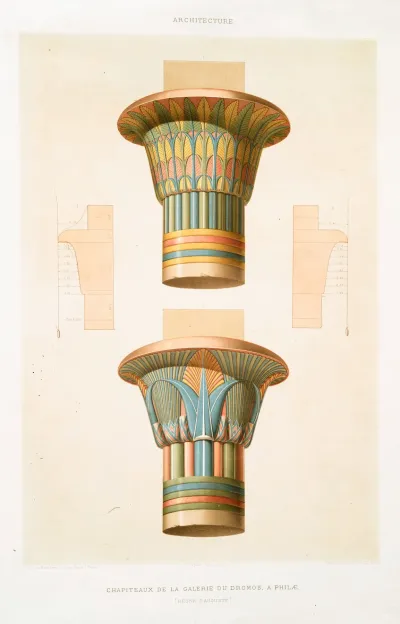 Architecture Chapiteaux De La Galerie Dromos A Philae Regne Dauguste