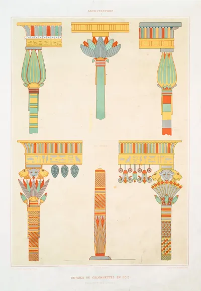 Architecture Details De Colonnettes En Bois Tires De Divers Hypogees