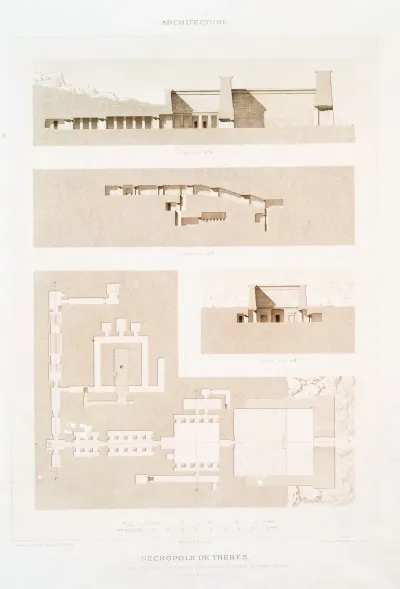 Architecture Necropole De Thebes Plan Et Coupes De Lhypogee Du Grand Pretre Petamounoph Xviiie Dynastie