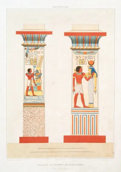 Architecture Pilasters Ou Colonnes Quadrangulaires Thebes Xviiie Dynastie