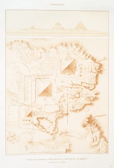 Architecture Plan Topographique Dune Partie De La Necropole De Memphis Pyramids De Gizeh