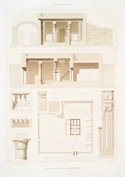 Architecture Temple De Deyr El Medineh Plan Coupes Et Details