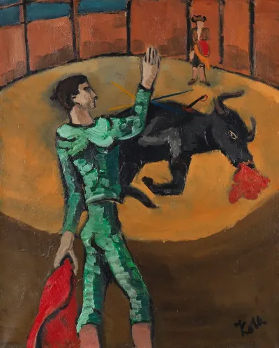 Arena Mit Stierkampfer Und Sterbendem Stier Tauromachie Iii