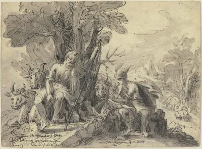 Argus Mit Seiner Herde Unter Einem Baum Sitzend