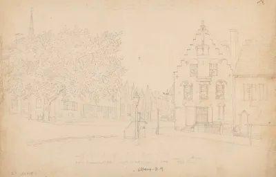 Argus Newspaper Office On State Street In Albany And Surrending Homes And Churches
