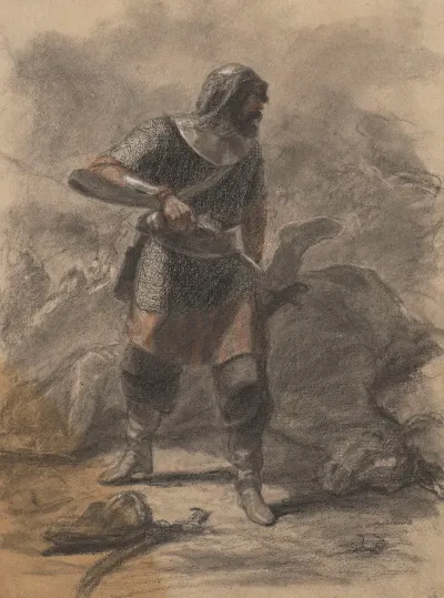 Armoured Companion With A Battle In The Background