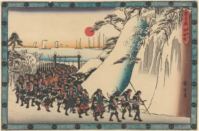 Army Rounding Hill In Snow