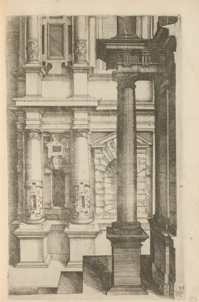 Articulated Wall In Composite Order With Rustica And Lion Head Decoration And A Projection With A Column