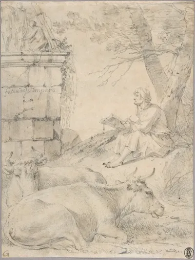 Artist Drawing In An Italianate Landscape