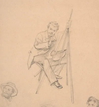 Artist Painting At His Easel