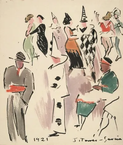 Artists Ball Pierrot Harlequin And Dancers