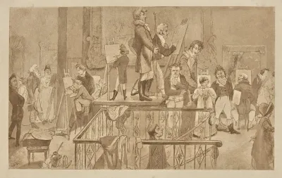 Artists Painting In An Exhibition Of Paintings At The British Institution