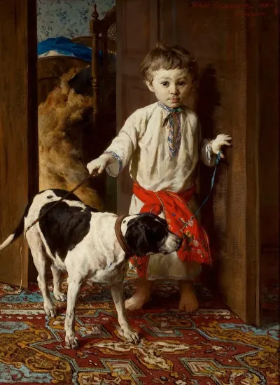 Artists Son With A Dog