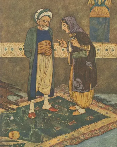 As Soon As He Came In She Began To Jeer At Him