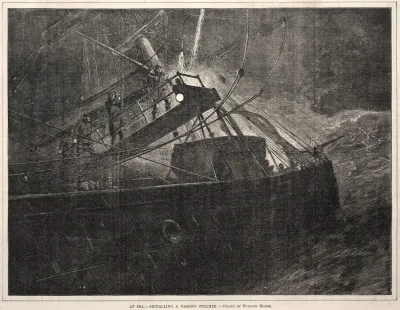 At Sea Signalling A Passing Steamer
