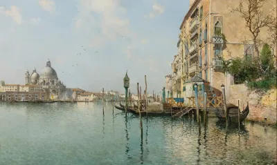 At The Mouth Of The Grand Canal Santa Maria Della Salute In The Distance