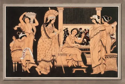 Athena Bei Der Mit Webereien Beschaftigten Penelope