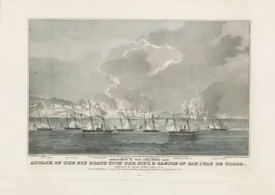 Attack Of The Gun Boats Upon The City Castle Of San Juan De Ulloa Bombardment Of Vera Cruz March 1847