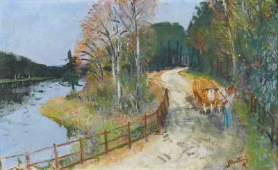 Attelage De Boeufs Sur Les Bords Du Loing