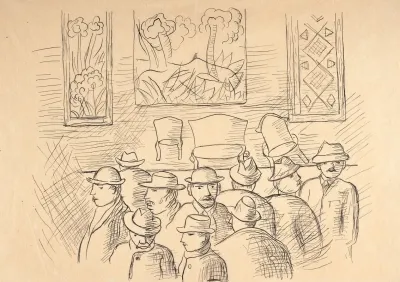 Audience Group In A Room With Paintings From The Auction In Hotel Drouot Cycle