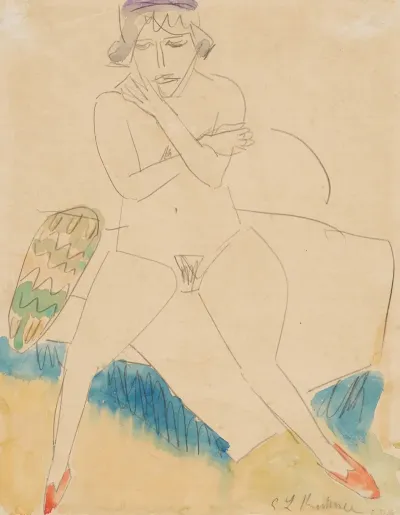 Auf Einem Sessel Sitzender Akt Seated Nude On An Armchair