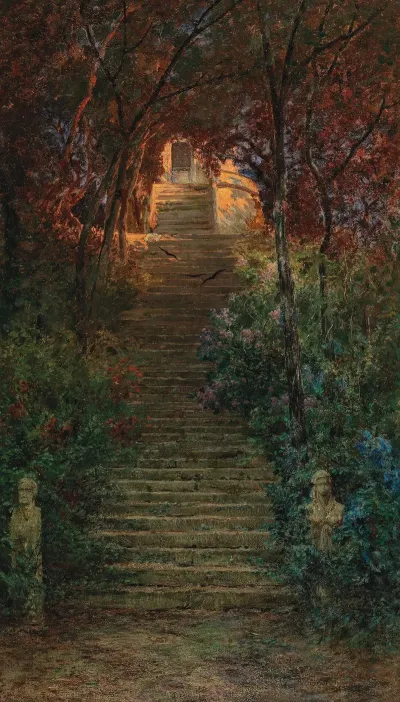 Aufgang Zur Villa Deste Im Sonnenlicht