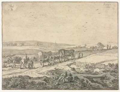 August Landscape With Wagons