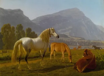 Aussersihl Alpine Landscape With Horses
