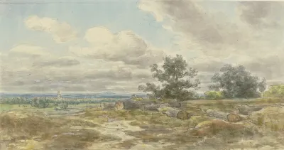 Aussicht Uber Eine Ebene Im Vordergrund Umherliegende Abgesagte Baumstamme