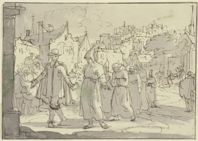 Auszug Von Monchen Aus Einer Hollandischen Stadt