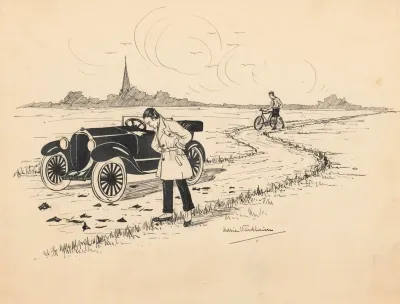 Automobilist Bekijkt Brokstukken Op Een Landweg
