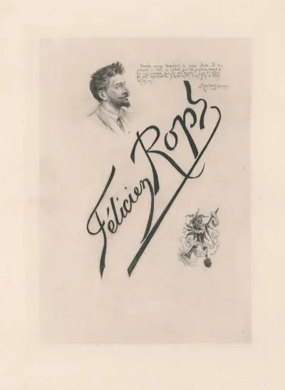 Autoportrait Devise Empruntee A Montaigne Signature Et Sceau De Felicien Rops