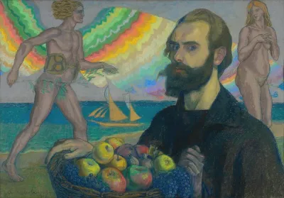 Autoportret Z Koszem Owocow Na Tle Morza