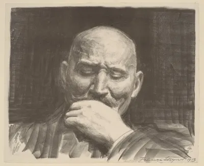 Autoportret Z Reka Przy Ustach