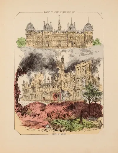 Avant Et Apres Lincendie 1871 Hotel De Ville 1