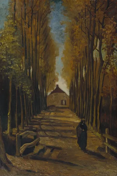 Avenue Of Poplars In Autumn
