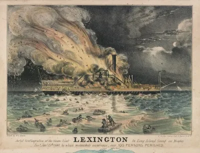 Awful Conflagration Of The Steam Boat Lexington In Long Island Sound On Monday Eveg Jany 13th 1840