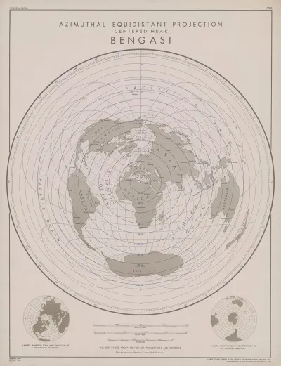 Azimuthal Equidistant Projection Centered Near Bengasi