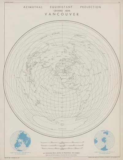 Azimuthal Equidistant Projection Centered Near Vancouver