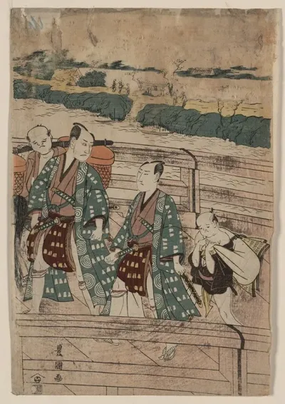 Azumabashi O Wataru Ichikawa Omezo To Sawamura Gennosuke