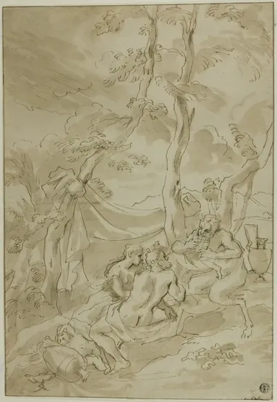 Bacchanale With Satyr Playing Reeds