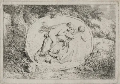Bacchanales Nymph Astride A Satyr