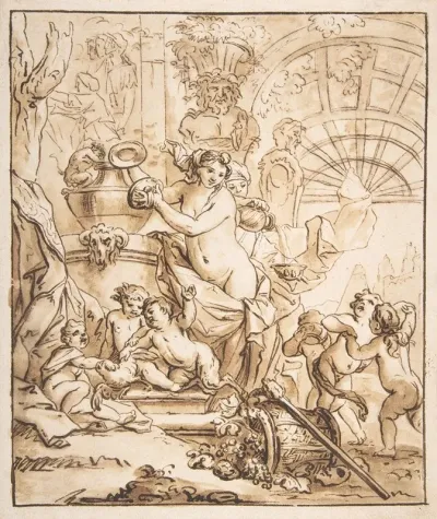 Bacchanalian Scene With Nymphs And Putti