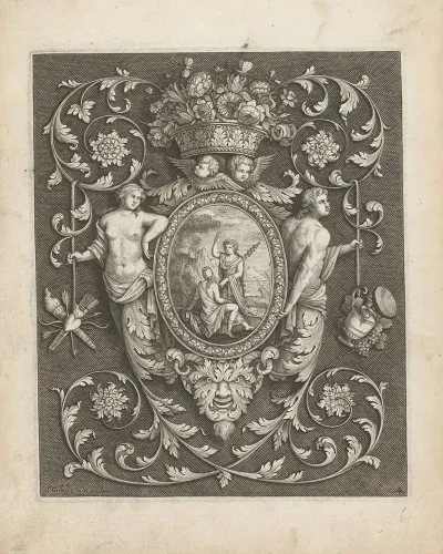 Bacchus And Ariadne Surrounded By Leaf Shaped Ornaments