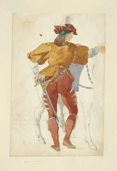Back View Of Man Standing Beside A Horse