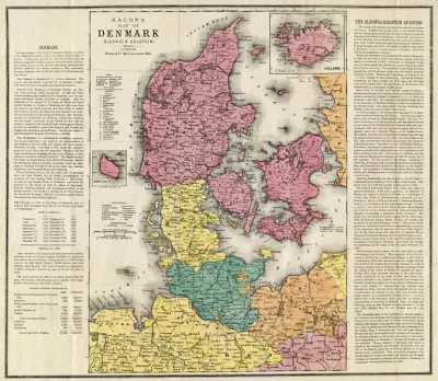 Bacons Map Of Denmark Sleswig Holstein