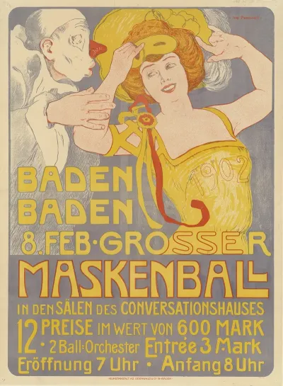 Baden Baden 8 Febr 1902 Grosser Maskenball In Den Salen Des Conversationshauses