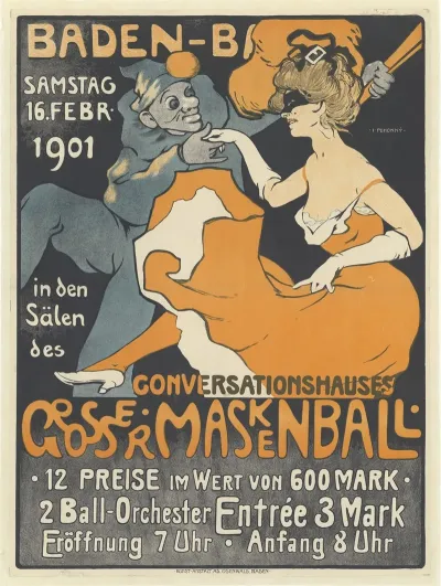 Baden Baden Samstag 16 Febr 1901 Conversationshauses Grosser Maskenball